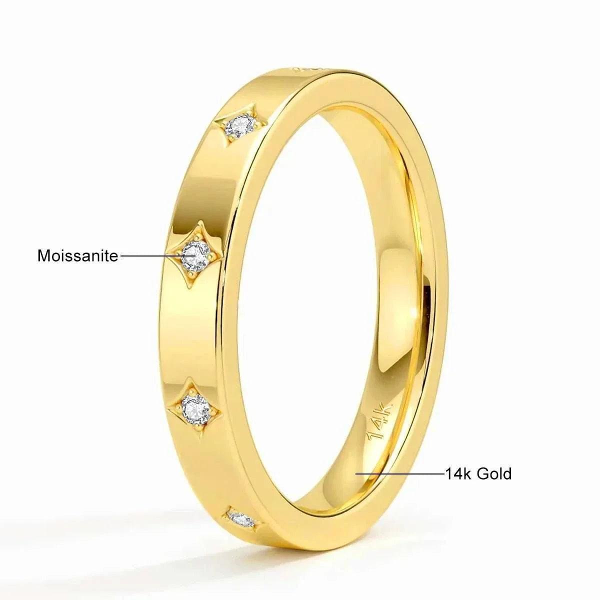 14k gold moissanite luxury wedding band for women with elegant sparkle and durability.