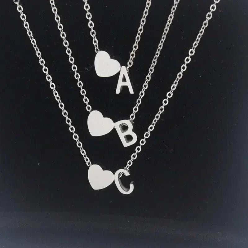Dainty Initial Heart Necklace - Personalized Gift