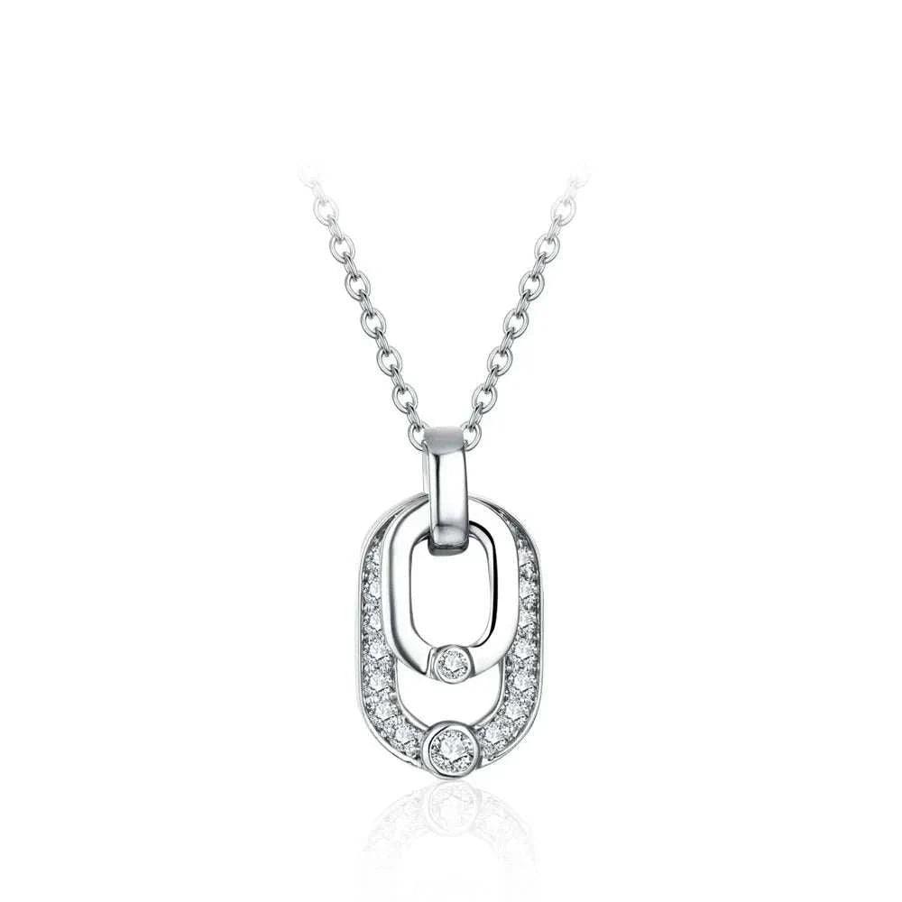 Luxury moissanite pendant necklace in silver with round-cut gem.