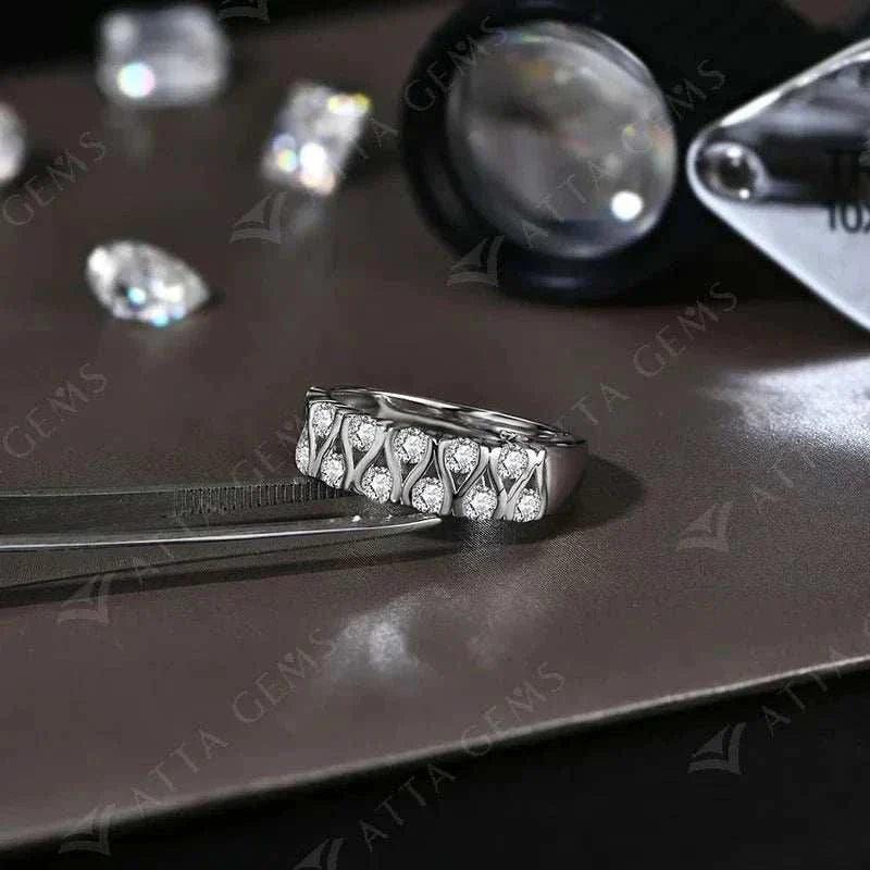 0.66ct Moissanite Solitaire Ring on display with gemstone options in luxury settings.