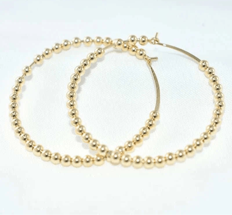 14K Gold-Filled Everyday Hoops with beaded design, tarnish-resistant and hypoallergenic.