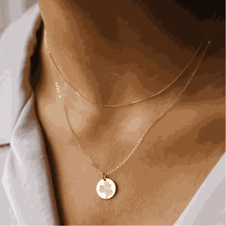 14K gold filled liquid chain necklace with pendant, elegant and sophisticated accessory.