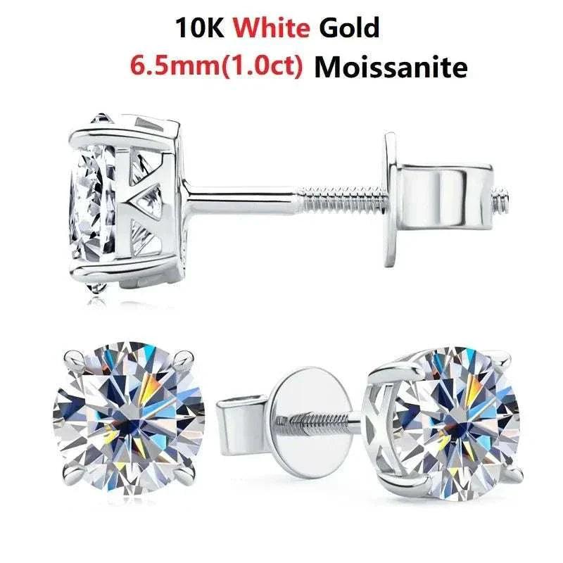 14k gold moissanite stud earrings with diamond-like sparkle and clarity