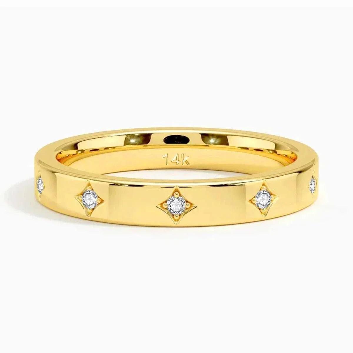 14k gold moissanite luxury wedding band for women with sparkling gemstones.