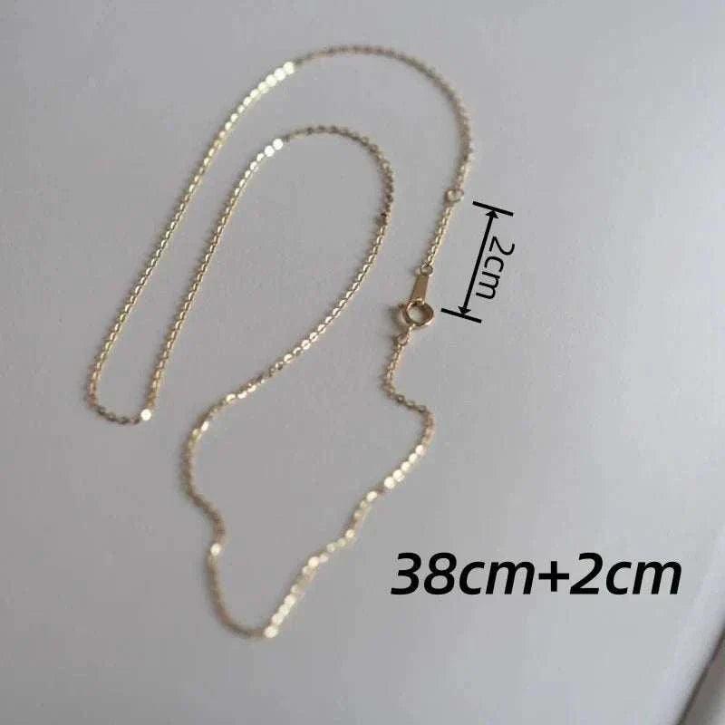 14k solid gold timeless minimalist necklace with 38cm+2cm length.