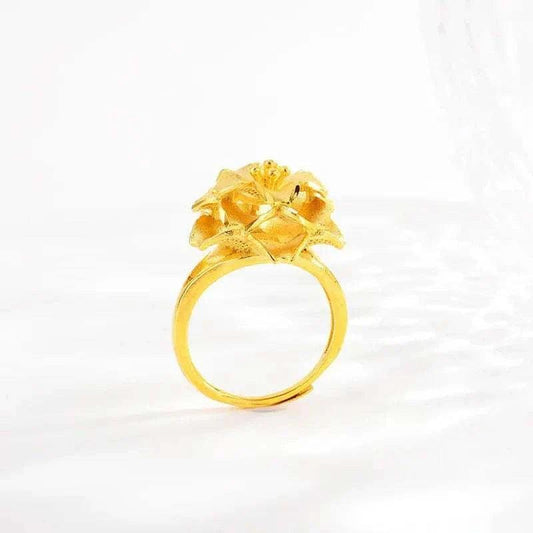 24k pure gold elegant flower etal ring