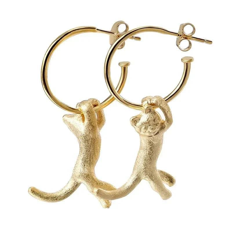 925 Sterling Silver Cat Drop Earrings – Stylish Charm