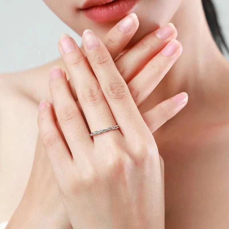Silver Simple Braided Texture Stackable Ring
