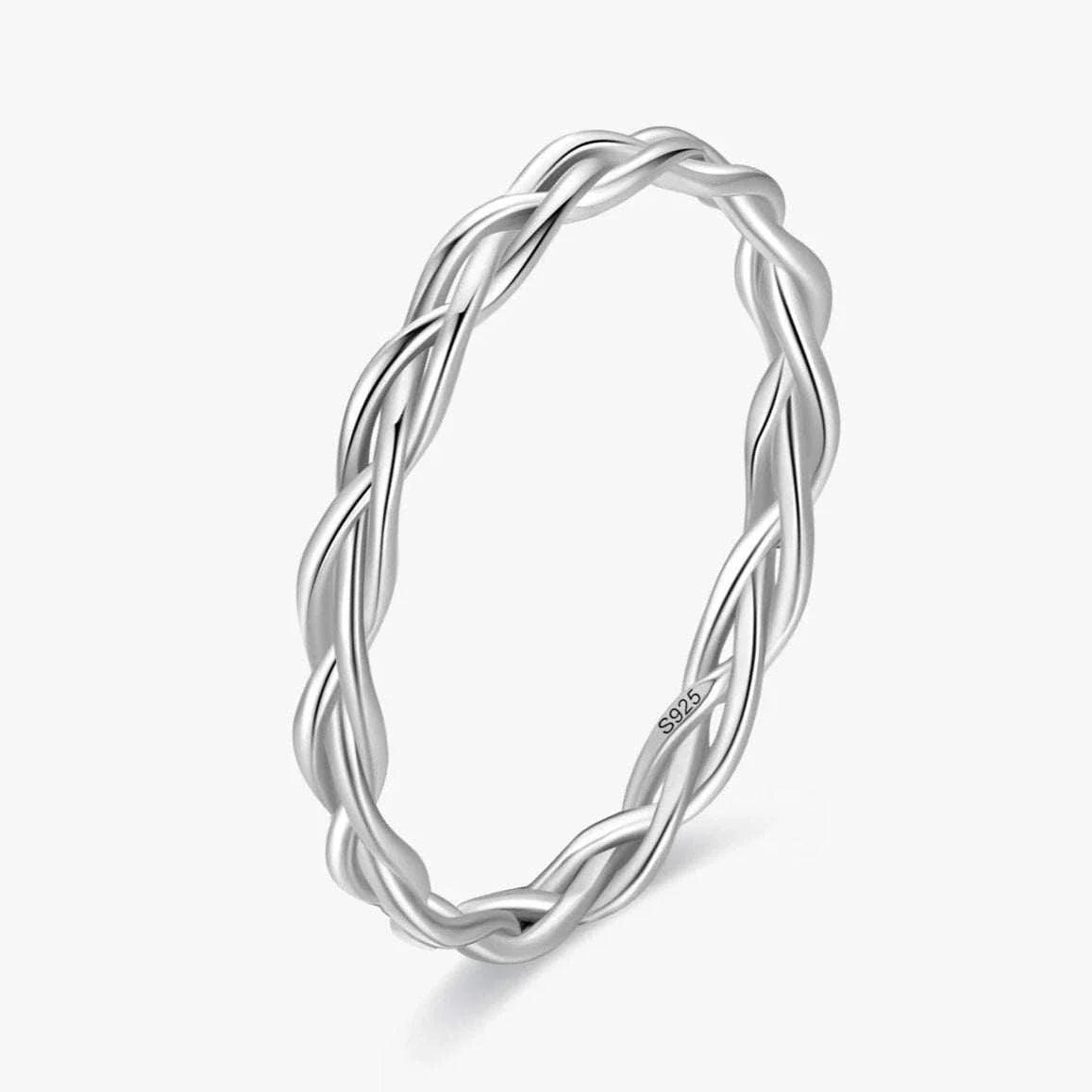 Silver Simple Braided Texture Stackable Ring