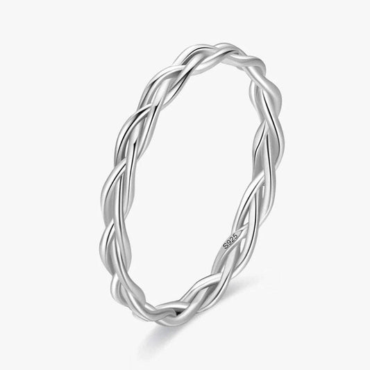Silver Simple Braided Texture Stackable Ring