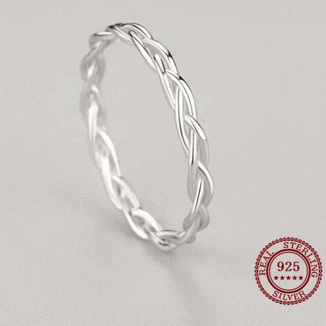 Silver Simple Braided Texture Stackable Ring