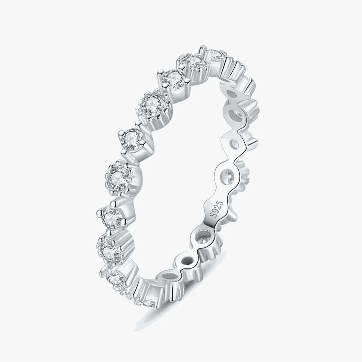 This elegant Simple Stackable Eternity Band Ring is crafted with high-quality materials, ensuring long-lasting durability. The minimalist design allows it to be easi