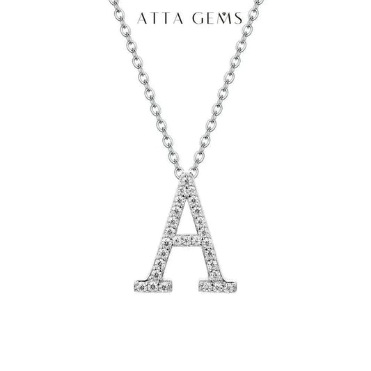 Custom Moissanite Letter Necklace - 925 Silver Pendant with sparkling letter charm, elegant design.