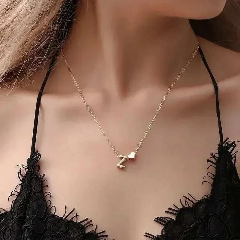 Dainty Initial Heart Necklace - Personalized Gift