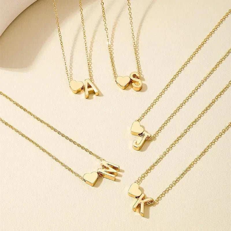 Dainty Initial Heart Necklace - Personalized Gift