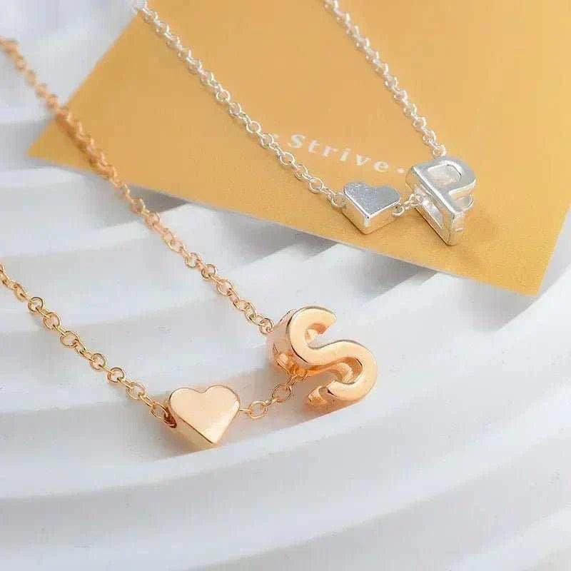 Dainty Initial Heart Necklace - Personalized Gift
