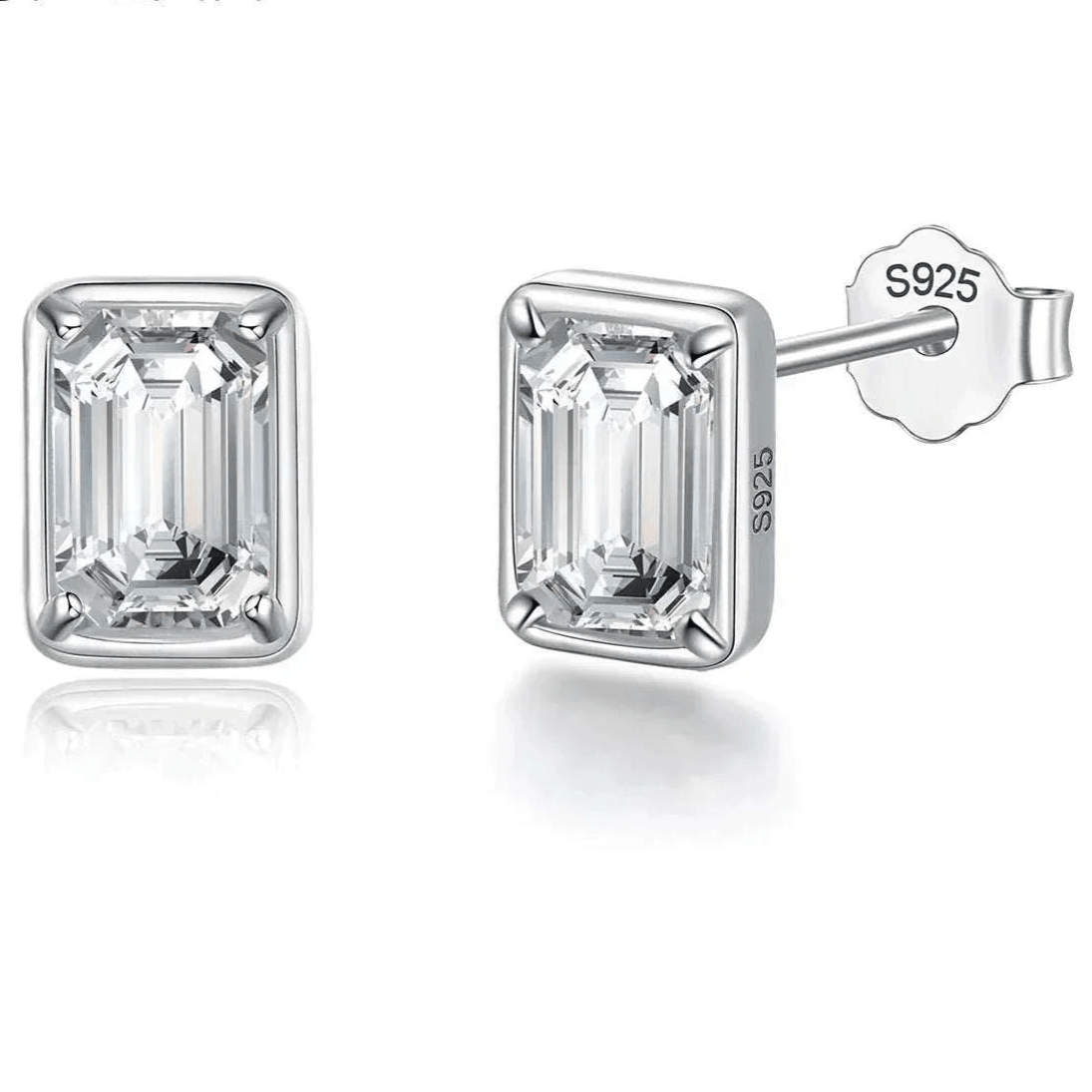 Elegant 1.2CT Moissanite Emerald Cut Earrings in 925 Sterling Silver.