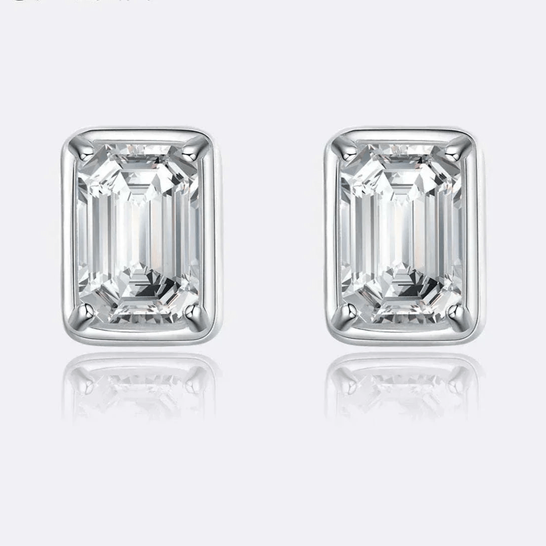 Elegant 1.2CT Moissanite Emerald Cut Earrings in 925 Sterling Silver.