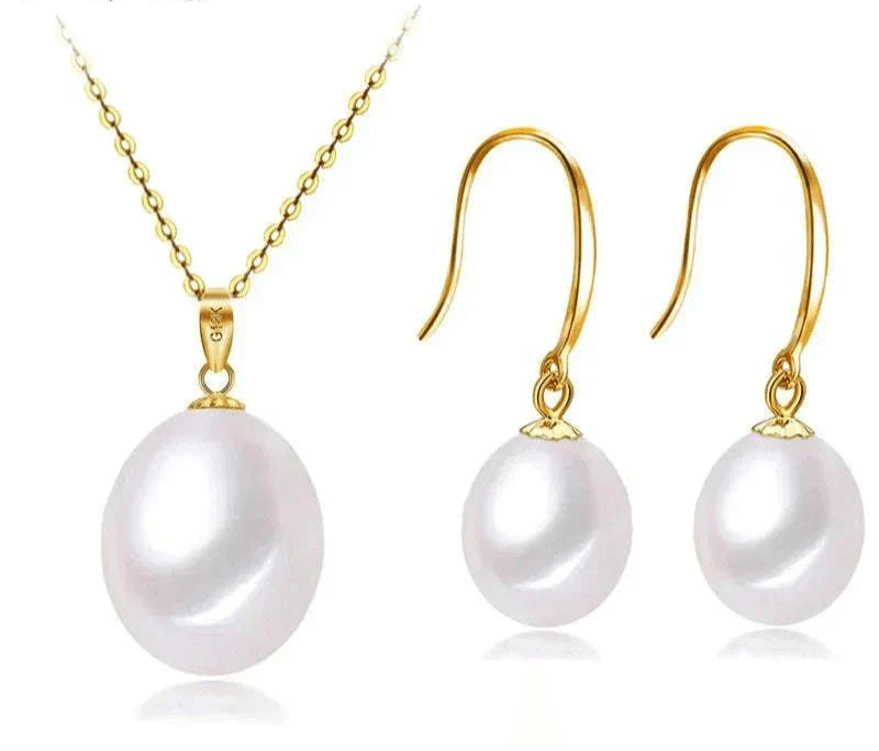 elegant 18k gold & freshwater pearl set