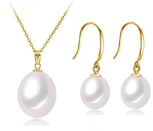 elegant 18k gold & freshwater pearl set