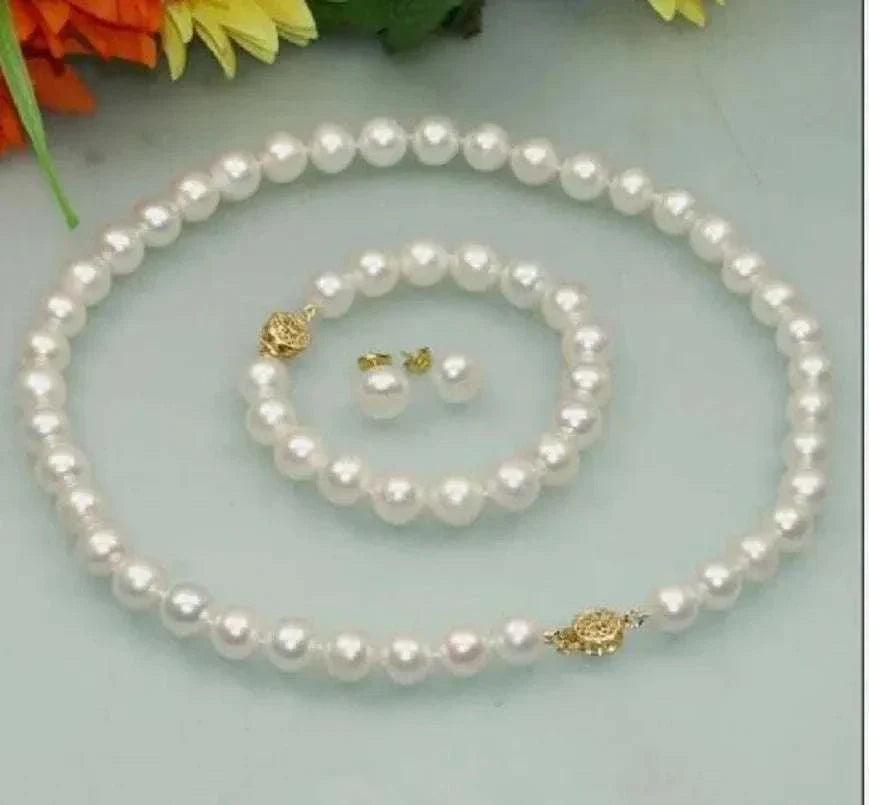 elegant 9-10mm akoya pearl jewelry set 14k gold