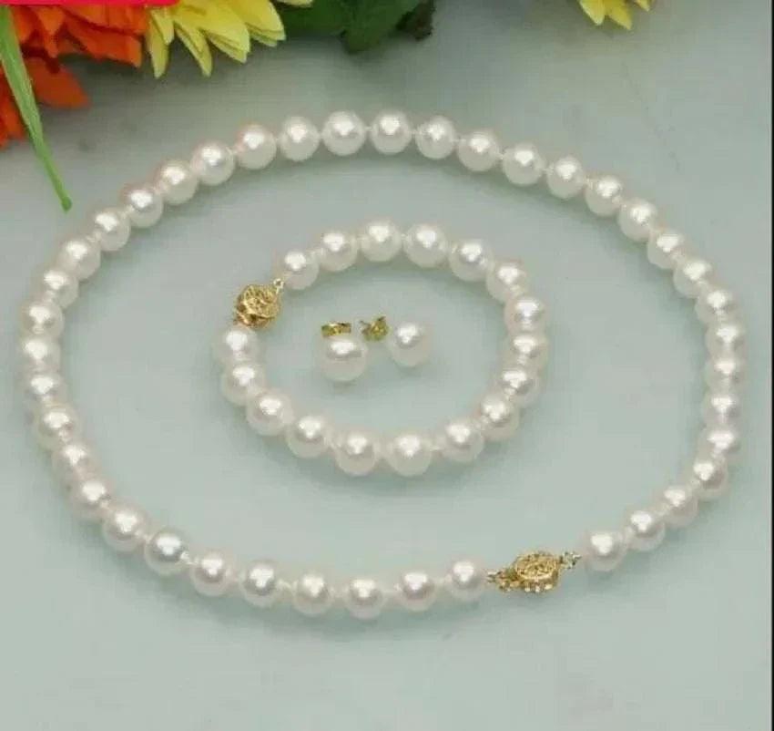 elegant 9-10mm akoya pearl jewelry set 14k gold
