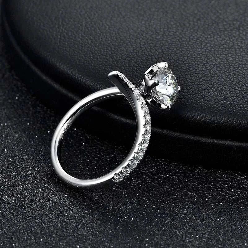 Elegant Moissanite Adjustable Ring - 925 Silver