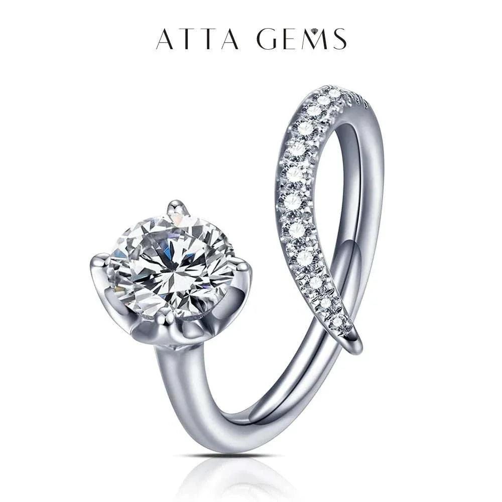Elegant Moissanite Adjustable Ring - 925 Silver