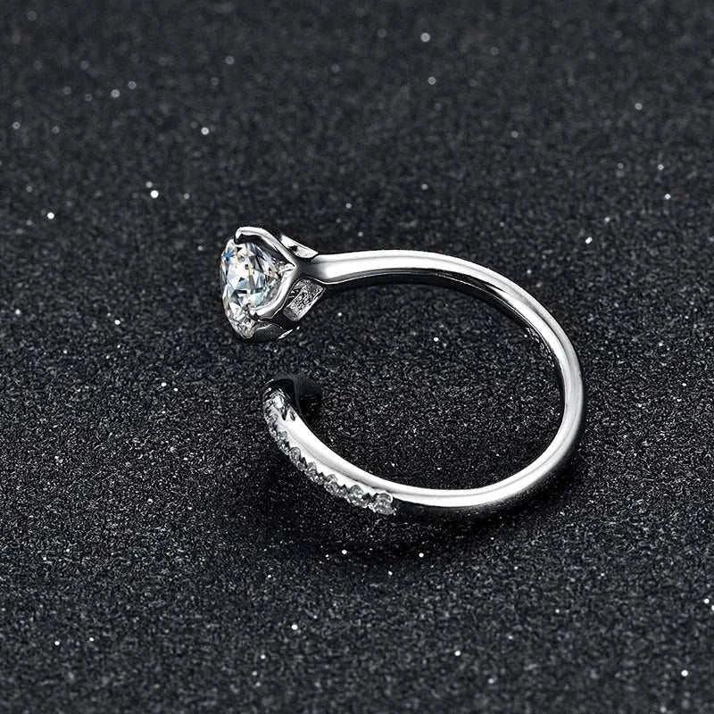 Elegant Moissanite Adjustable Ring - 925 Silver