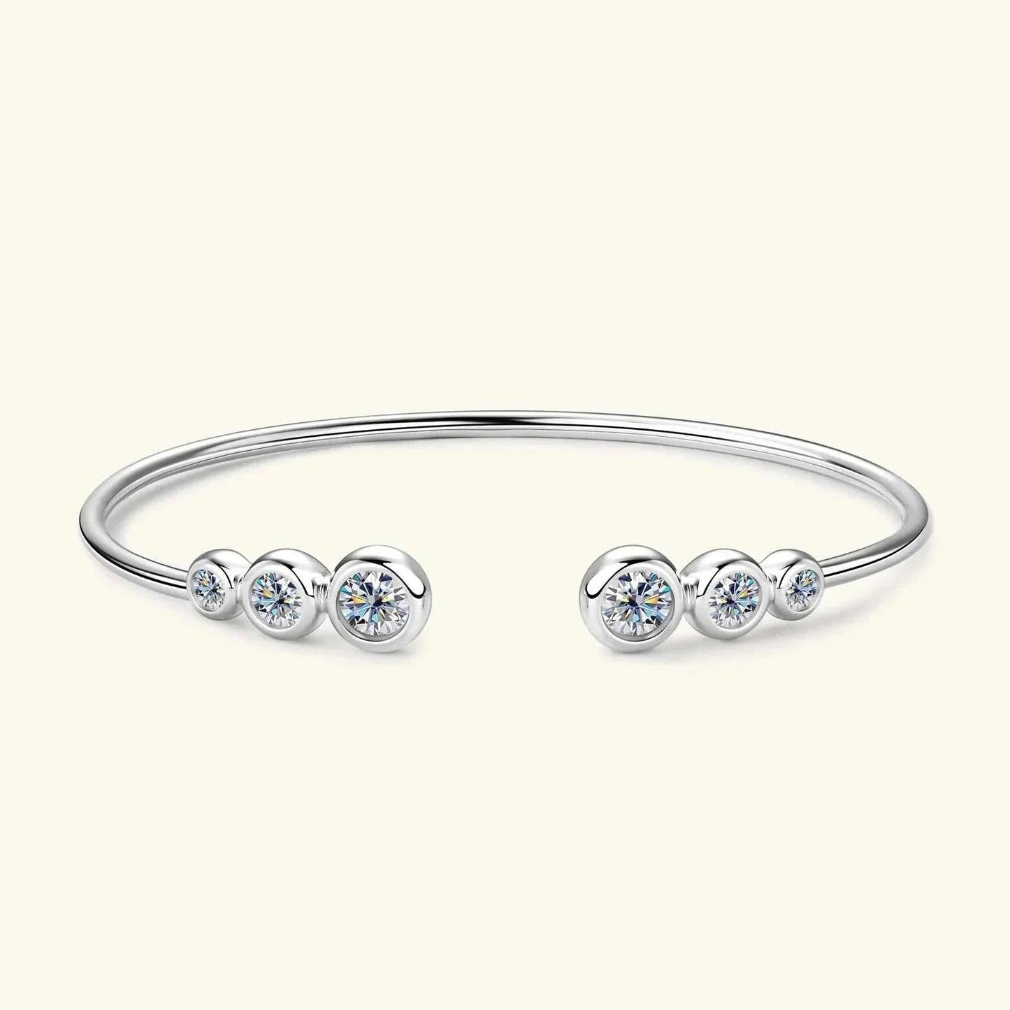Elegant Moissanite Bracelet in 925 Silver featuring sparkling stones and classic design.