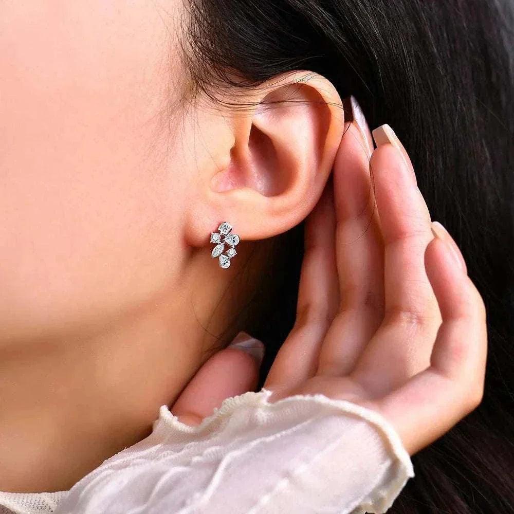 elegant moissanite diamond stud earrings - 925 silver