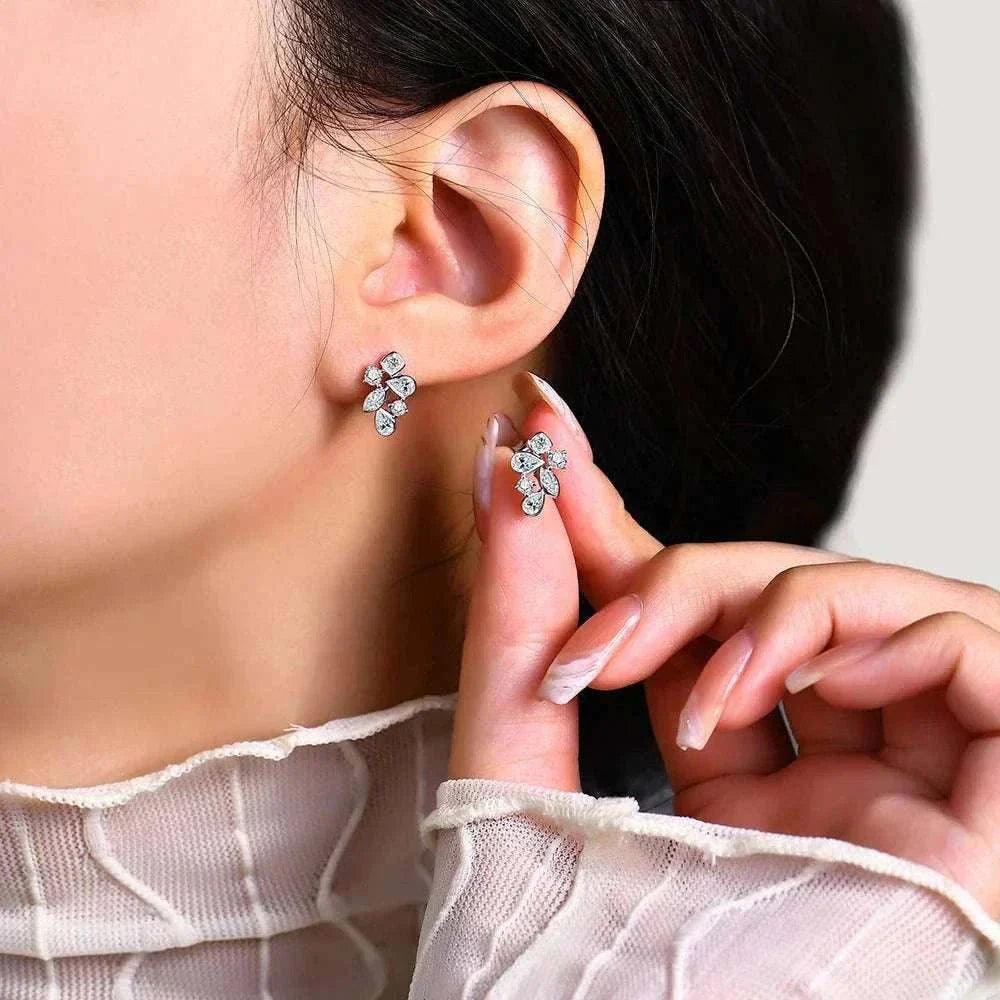 elegant moissanite diamond stud earrings - 925 silver
