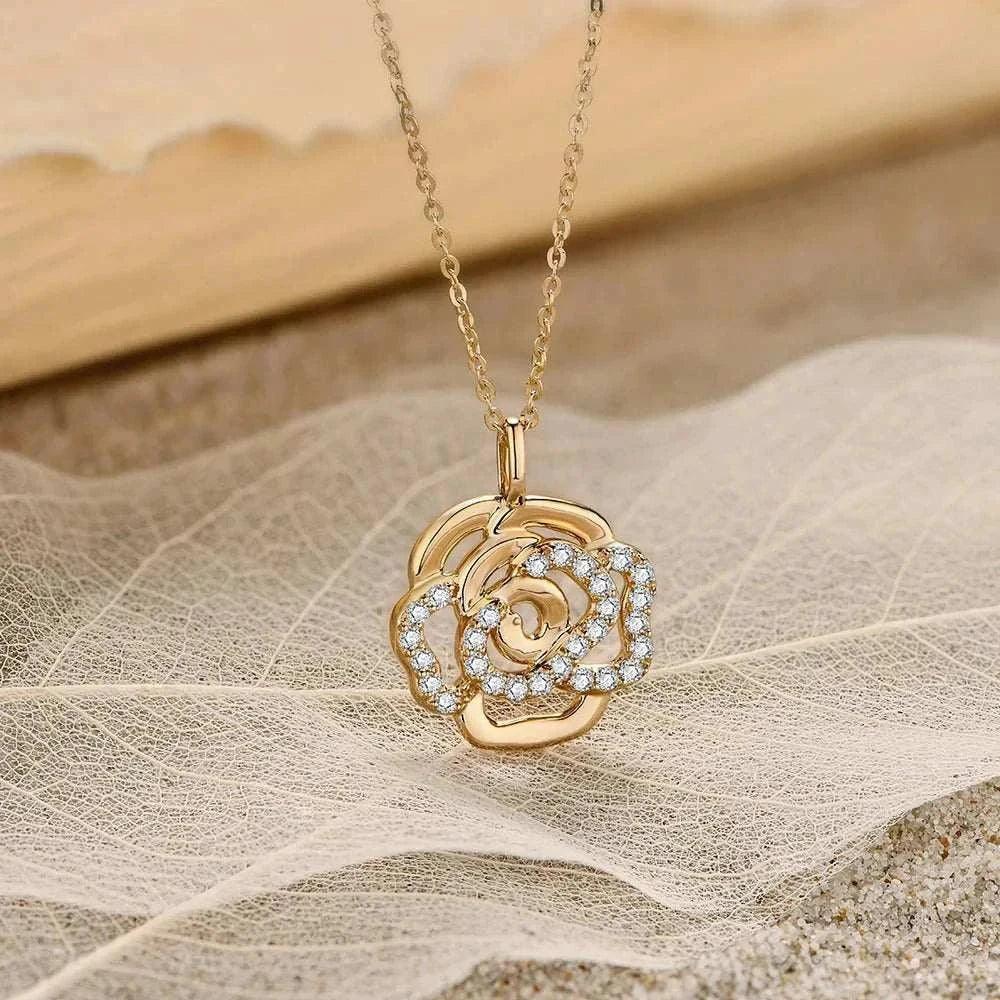 elegant moissanite flower necklace in sterling silver with dazzling gemstone pendant