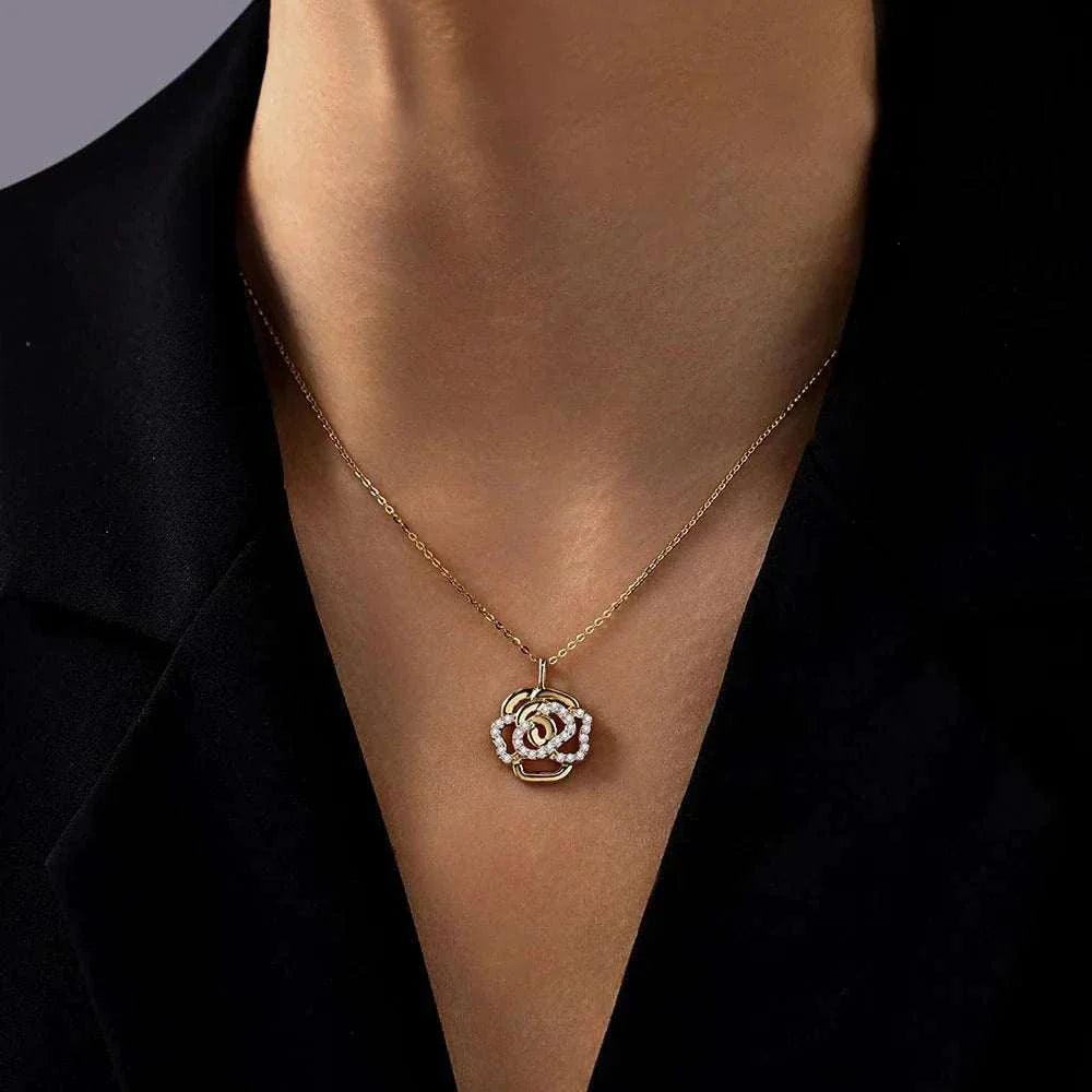 elegant moissanite flower necklace in sterling silver