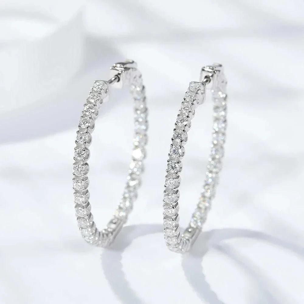 Elegant Moissanite Hoop Earrings – 925 Silver Love