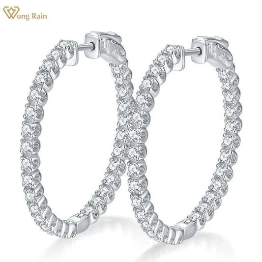 Elegant Moissanite Hoop Earrings – 925 Silver Love