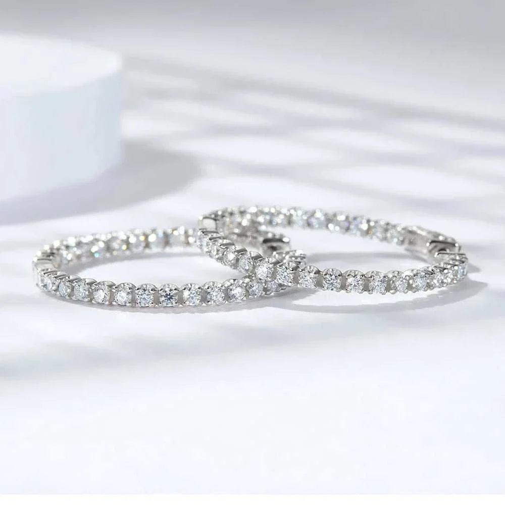 Elegant Moissanite Hoop Earrings – 925 Silver Love