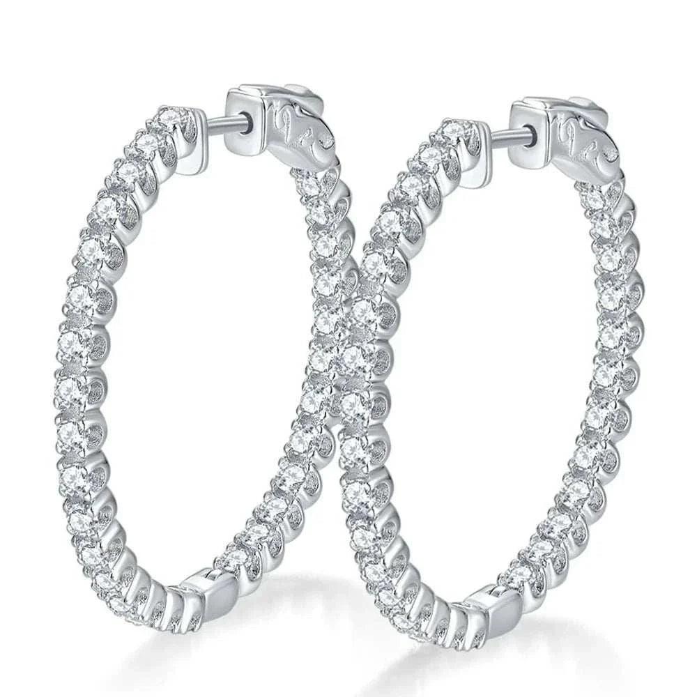 Elegant Moissanite Hoop Earrings – 925 Silver Love