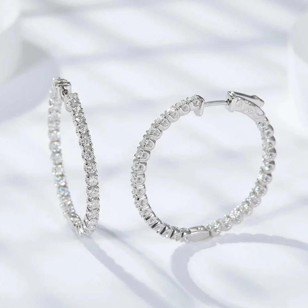 Elegant Moissanite Hoop Earrings – 925 Silver Love
