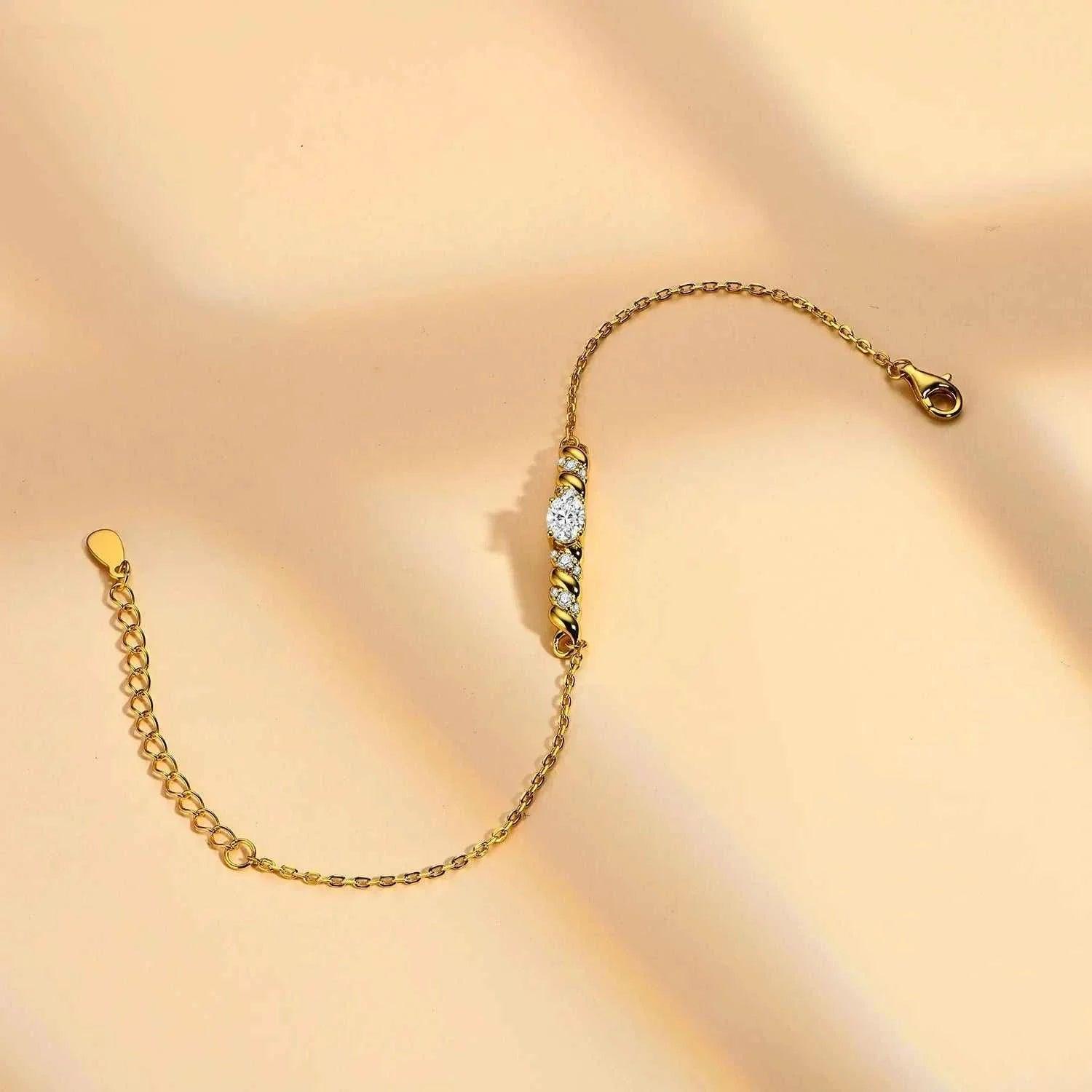 elegant moissanite oval cut bracelet - 10k gold plated jewelry on display