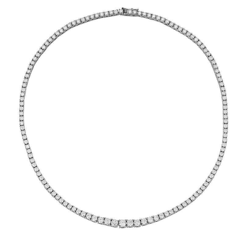 Elegant moissanite silver necklace for women with 50 dazzling stones.