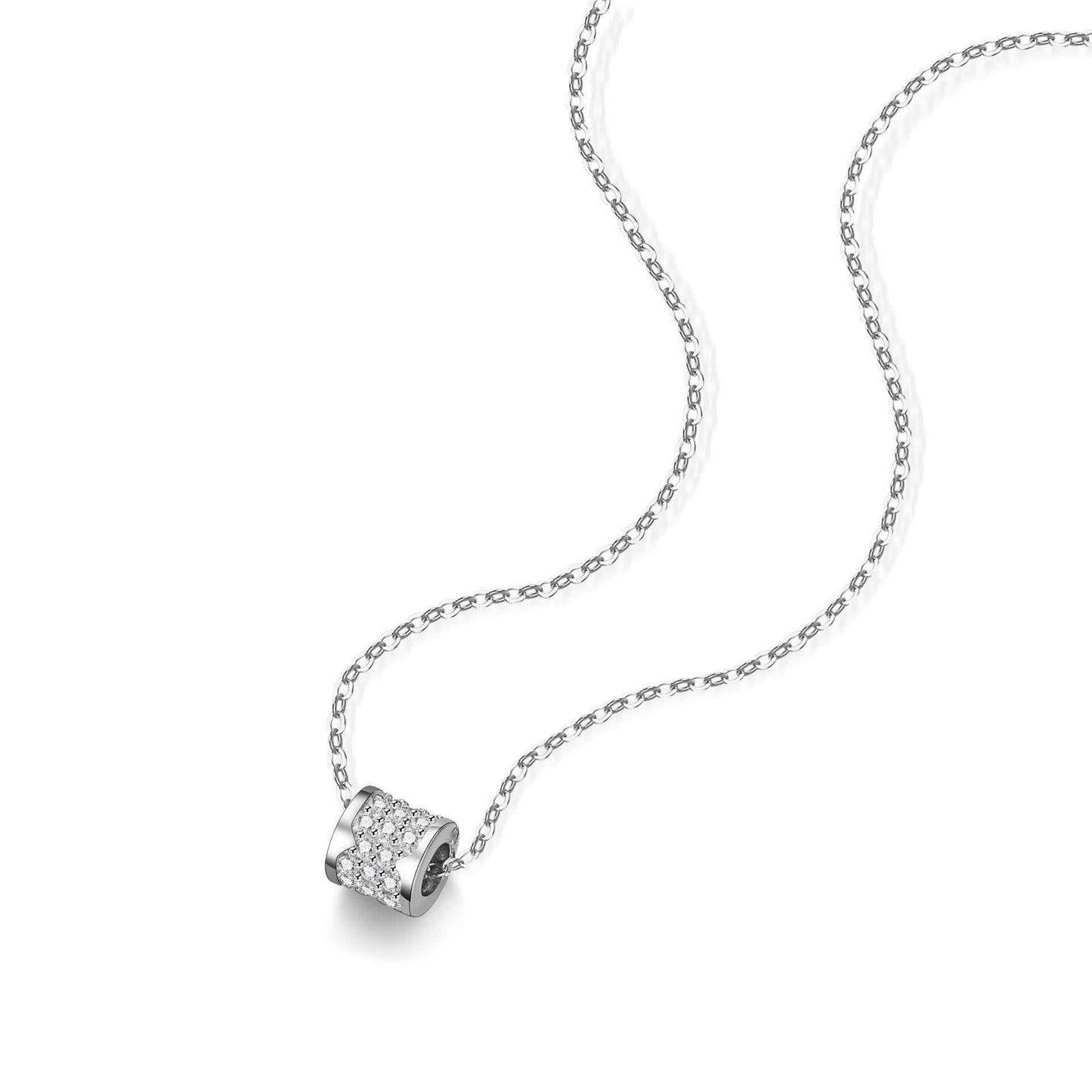 Elegant Moissanite Sterling Silver Necklace with Oval Charm and Adjustable Chain.