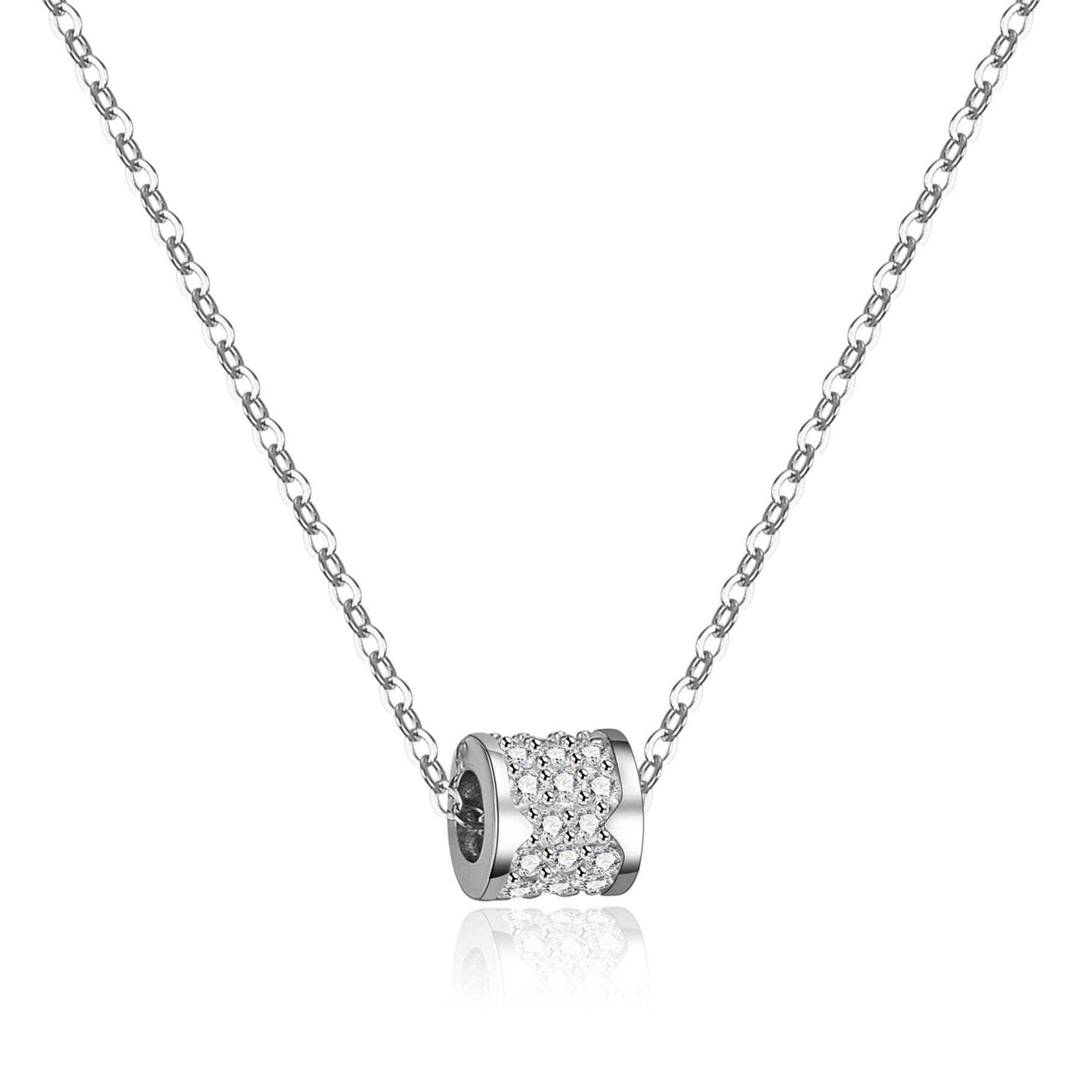 Elegant moissanite sterling silver necklace with delicate oval charm.
