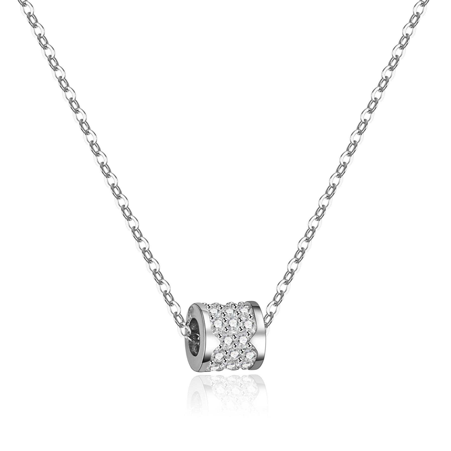 Elegant Moissanite Sterling Silver Necklace with Oval Charm and Adjustable Chain