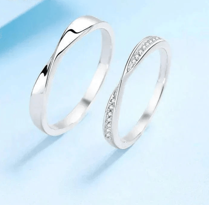 Elegant platinum moissanite couples ring set for timeless elegance and love.