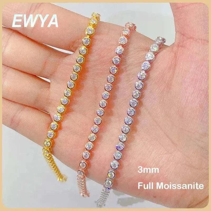Women Party Fine Jewelry S925 Sterling Silver Diamond Bracelets