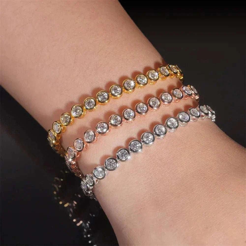 Women Party Fine Jewelry S925 Sterling Silver Diamond Bracelets