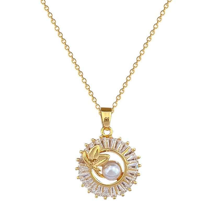Take your style to the next level with our Square Full Diamond Round Ring Leaves Necklace and Earrings Suite. The intricate design features sparkling diamonds set in