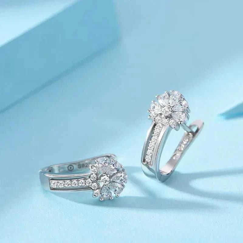 Zircon Crystal Flower Earrings