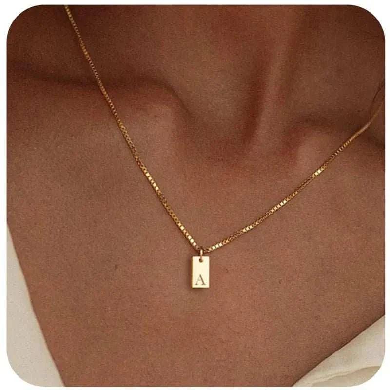 Gold Tiny Heart Initial Necklace